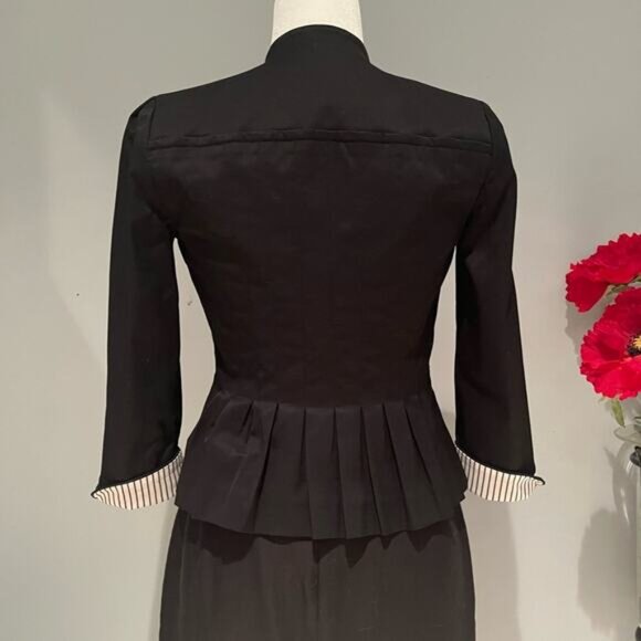 NEW Linen Skirt Suit Striped Pencil Skirt Sz 4 Pleated Peplum Blazer Sz 0 NWOT - Picture 8 of 16